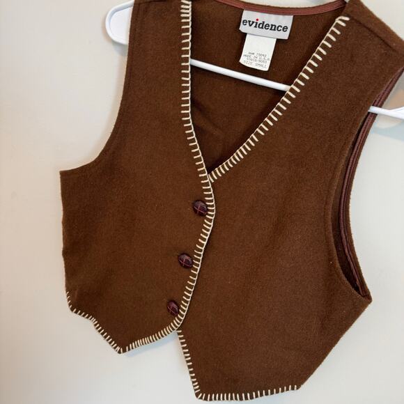 Vintage Evidence wool blend brown Vest woman’s size small - Picture 2 of 8